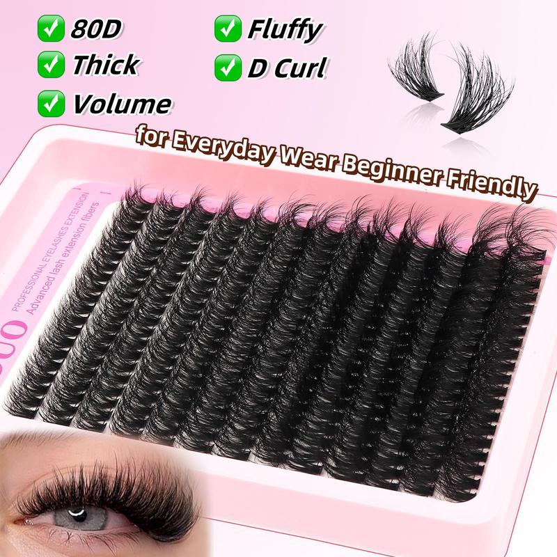 Large Capacity Individual Lashes Kit, 1 Set DIY Fluffy Dramatic Cat Eye Look Self Grafting Curl Eyelashes, Eye Makeup Supplies for Women & Girls, Christmas Gift, Eyelashes Extension Kit, Individual Lash