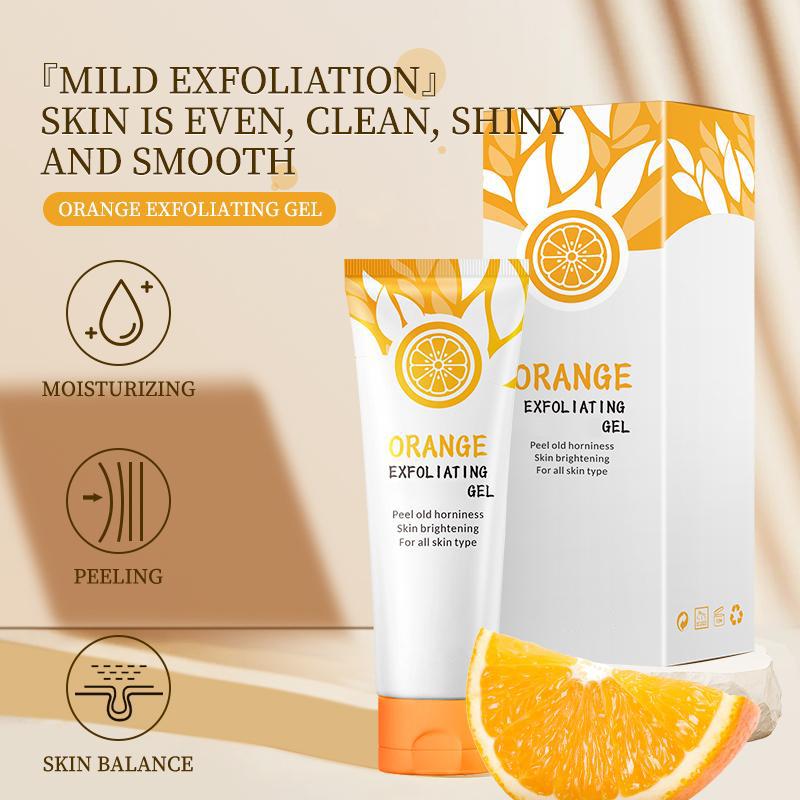 Orange Exfoliating Gel Scrub for Face and Body,  Cleans Pores, Removes Blackheads and Moisturizes Skin,  for All Skin Types