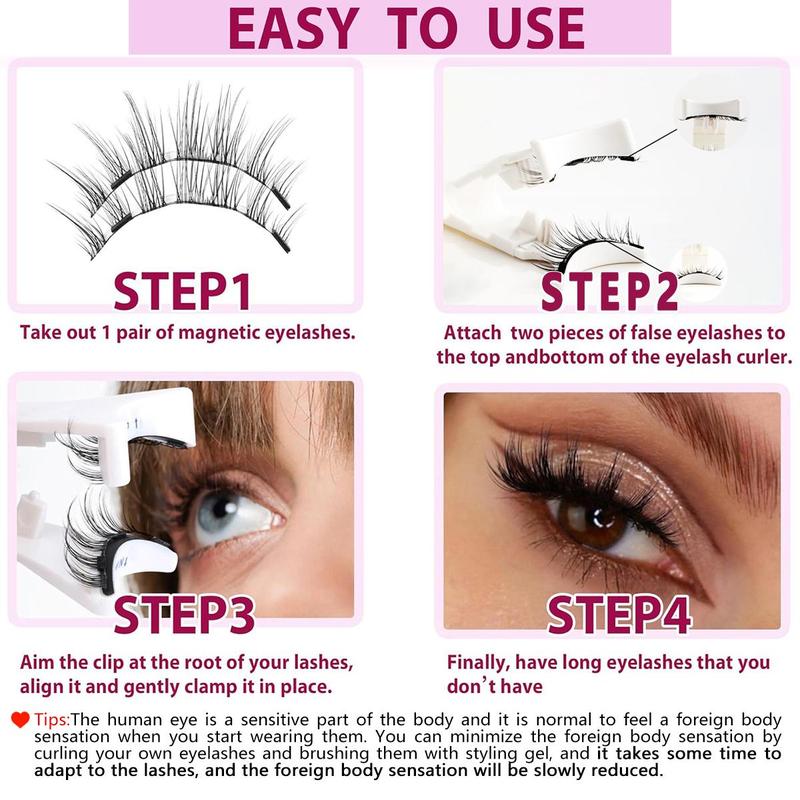 Reusable Magnetic Eyelashes with Applicator, 1 Box Natural Look Eyelash Extensions, Self Grafting Curl Eyelashes, Eye Makeup Product for Women & Girls, Christmas Gift