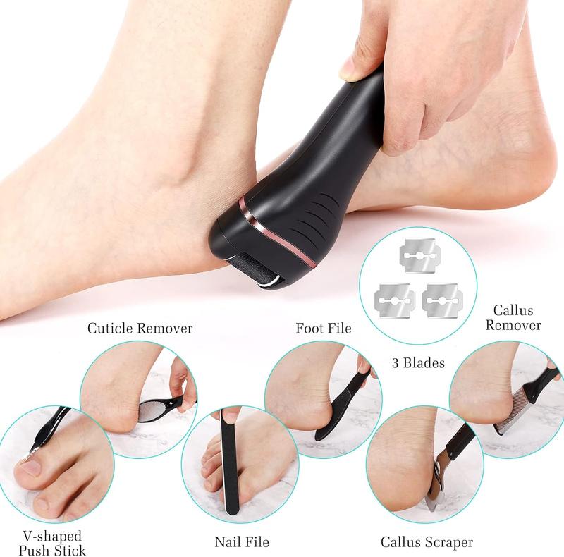 Electric Callus Remover for , 2 Speed Electric Foot File, Rechargeable Foot Scrubber Pedicure kit for Cracked Heels and  with 3 Roller Heads.