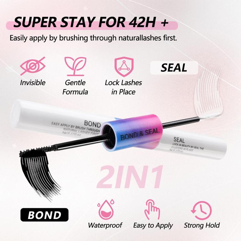 Curl Wispy Mixed Length Individual False Eyelash With Lash Bond & Tweezers Kit, 1 Set Natural Eyelash Extension, Lash Extension Kit, Self Grafting DIY Segmented Eyelash, Lash Clusters
