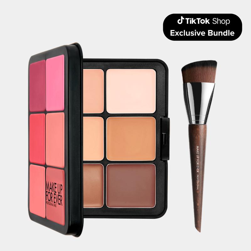 HD Skin Multiuse Palette and Brush Bundle - TikTok Exclusive Value Set -  Cream Foundation & Blush Palette with  professional Makeup brush