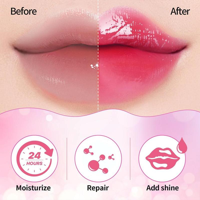 Hydrating Moisturizing Lip Glow Oil, Nourishing Glossy Transparent Plumping Oil, Non-sticky Tinted Toot Lip Balm for Lip Care 0.2 OZ Skincare Comfort