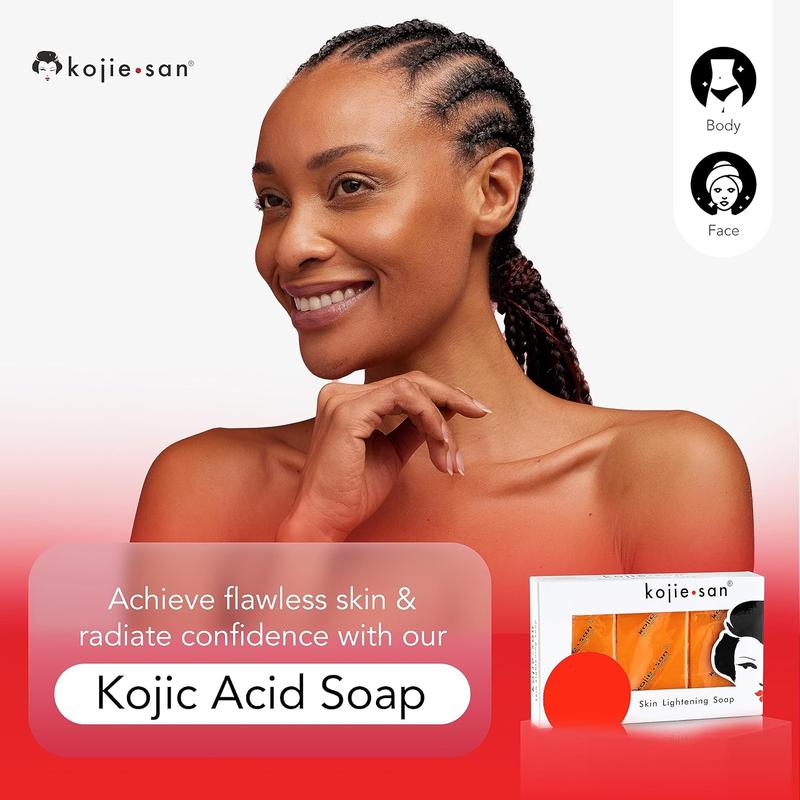 Kojie San Skin and Body Soap – Original Kojic Acid, Dark Spot Remover Soap Bar with Coconut & Tea Tree Oil – 3 X 65G Bars Kojie San