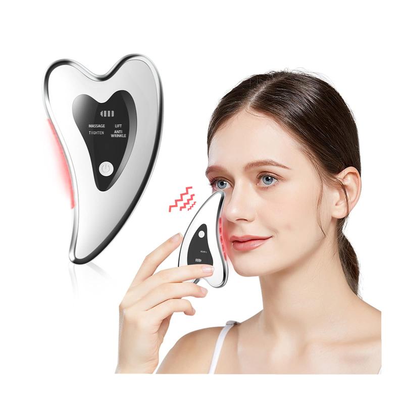 Electric Gua Sha Facial Tools - Face Sculpting Tool Lift Device - Heated & Vibration & Red Light Massager, Anti-Aging & Wrinkles, Puffiness, Double Chin, Tension Relief