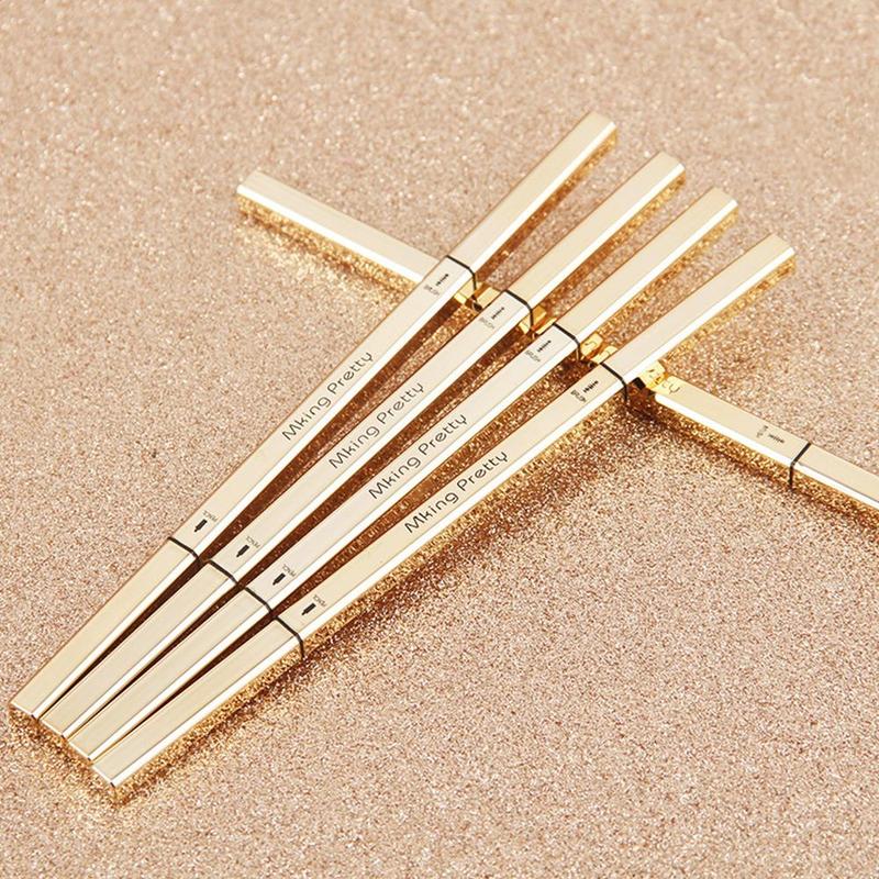 Small Gold Bar Eyebrow Pencil, 1 Count Dual-ended Triangular Machete very Fine Small Gold Chopsticks Eyebrow Pencil, Three-dimensional Sketch Waterproof Sweatproof Non-blotchy Eyebrow Pen, Christmas Gift