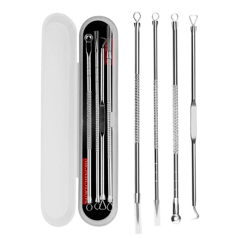 Blackhead Acne Cleansing Needle Tool Set with Storage Case, 2 Sets( 4ounts set) Comfort Acne Cleanser Tools, Facial Acne Pore Cleansing  Care Tools