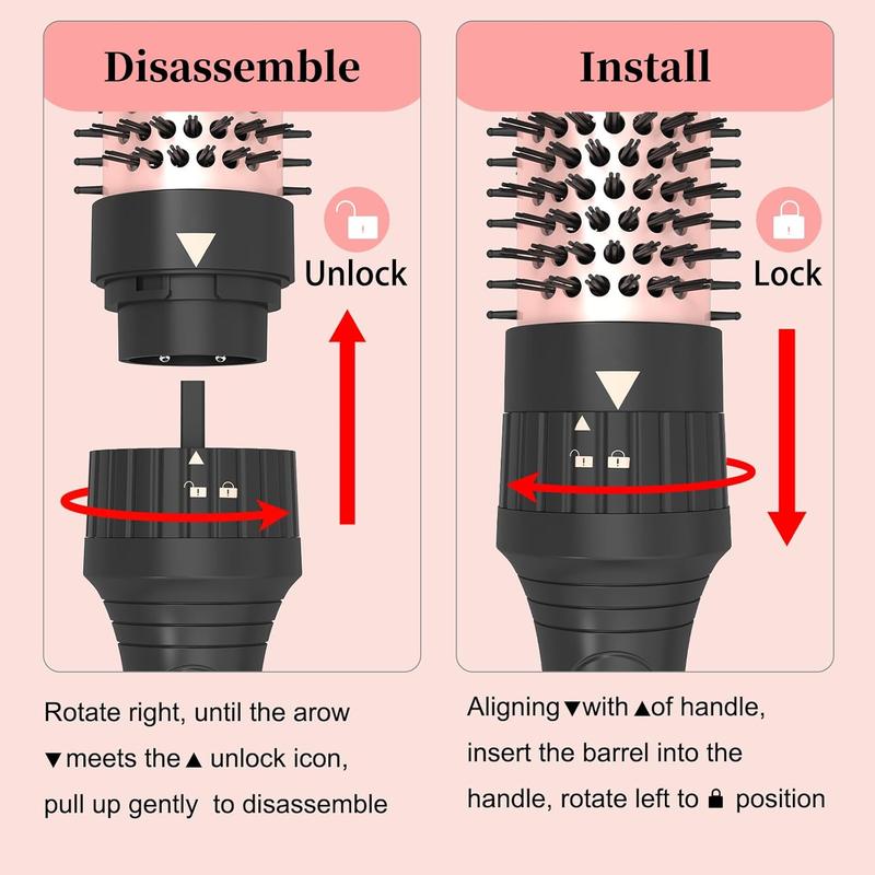 3 in 1 Thermal Brush Set Heated Round Brush, Create Loose Volume Curls With Digital Display 3 Heat Settings Ceramic Tourmaline Ionic Hair Curling Wand Dual  1.25Inch & 1.5Inch & 1.77Inch
