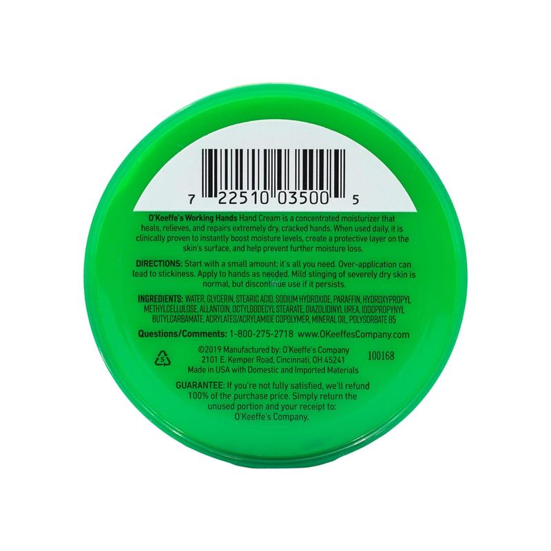 O'Keeffe's Working Hands Hand Cream for Extremely Dry, Cracked Hands, 3.4 Ounce Jar, (Pack 1) Moisture Moisturizing
