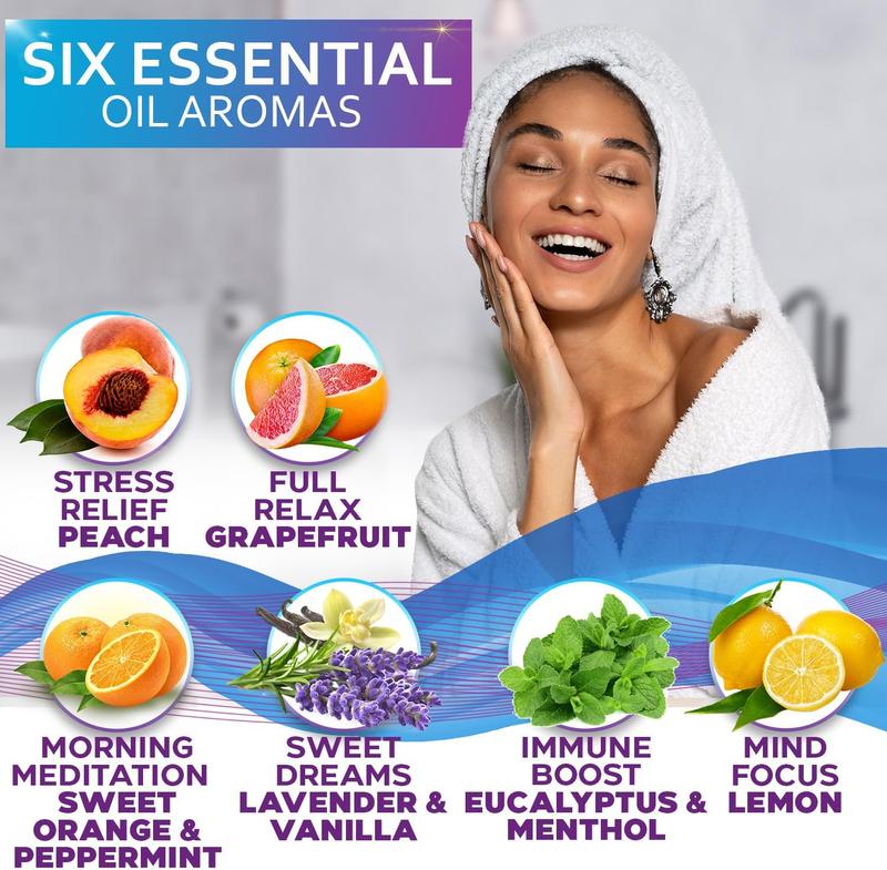 Aromatherapy Shower Steamers Set, Six Fizzies - Uplifting, Relaxing, Stress Relief Scents for Women and Men - Self Care Home Spa Experience - Christmas Day Stocking Stuffers and Relaxation Gifts