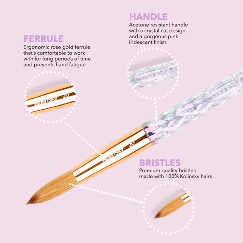 KIARA SKY CLEAR 100% Kolinsky Acrylic Nail Brush