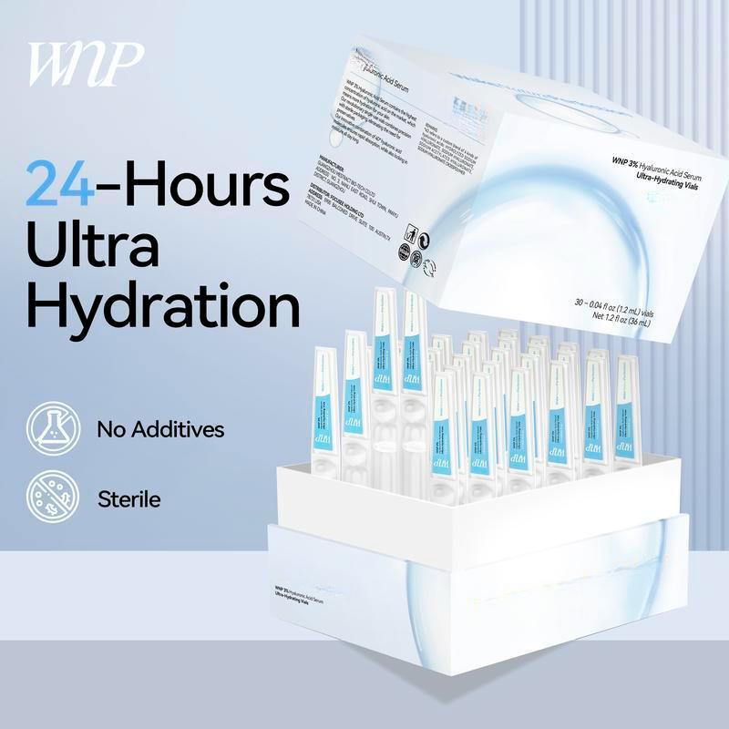 WNP Ultra-Hydrating Serum -Vegan | 3% Hyaluronic Acid Glass Skin Single-Use Vials Skincare Comfort Pack Skin Repair