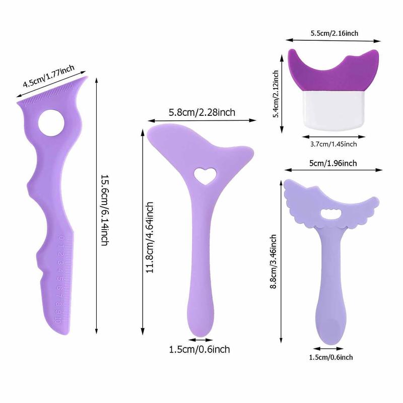 Silicone Multi-functional Eye Makeup Aid Tool, 4pcs set Eyelash & Eyebrow Shaping Tool, Professional Makeup Tools for Women