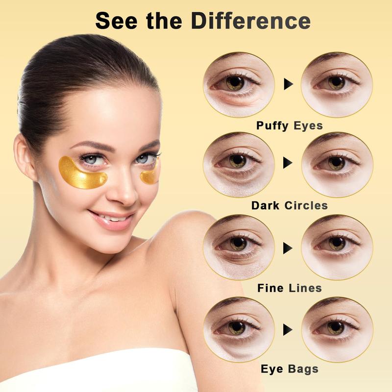 24k Gold Eye Patches,50pairs Set Eye Mask with Collagen For Wrinkles,Eye Gel Patches for Puffy Eyes,Dark Circles
