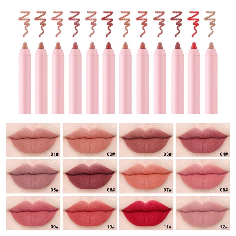 Multi Stick Lip Liners Makeup Products, 12pcs set Long Lasting Lip Liners Set, Waterproof Matte Lip Liner Pencil Suitable for All Occasions Lip Makeup for Girls and Women, Christmas Gift