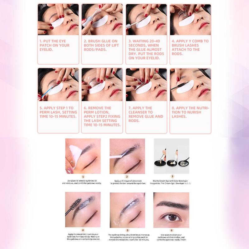 Lash Lift & Tint Kit, 1 Set Lifting Eyelashes & Eyebrow Tinted Cream, Natural Curl Eyelashes & Brow Tinted Cream, Eye Makeup Products, Summer Makeup Products