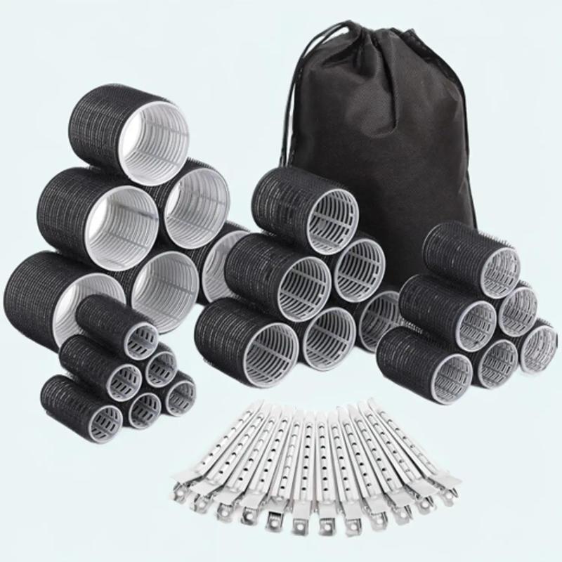 36 Pcs Hair Rollers, Hair Curlers 36 Pcs Set with 24Pcs Hair Curlers 4 Sizes (6 Jumbo Rollers, 6 Large Rollers & 6 Medium Rollers & 6 Small Rollers) and 12 Pcs Hair Clips for Long Medium Short Thick Hair.