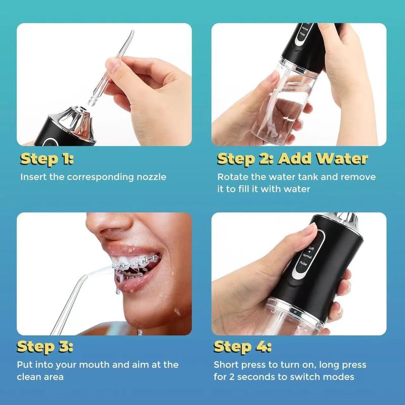 Healthy Living Electric Water Flosser Cordless for Teeth 3 Modes 4 Jet Tips, Deep Cleaning for Oral Health, Ideal for Adults' Daily Use