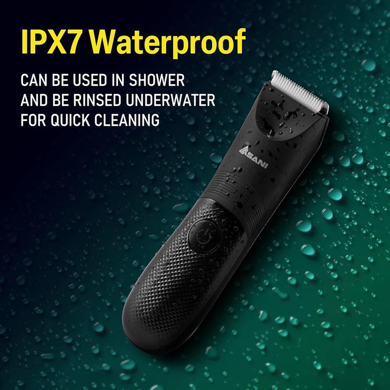 Men's Body Hair Trimmer - Rechargeable Grooming Tool with Ceramic Blade, LED Light, Waterproof Design, Electric Shaver for Wet Dry Use, Ideal for Chest, Back, Groin Hair Care shaver electric  comb