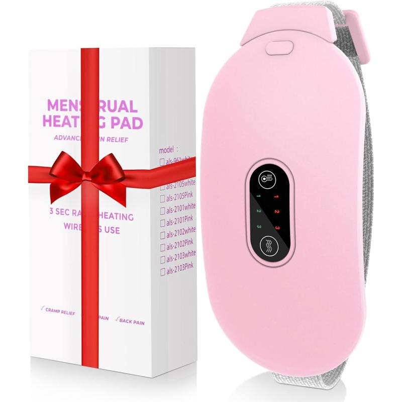 Heating Pads, Period Cramp Massager Portable Cordless Heating Pad with 6 Heat Levels 6 Massage Modes for Back Pain Relief Menstrual Heating Pad, Pink