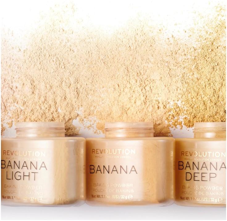 Revolution Beauty, Loose Baking Powder, Makeup Setting Powder, Long Lasting Coverage, Mattifies & Reduces Shine, Banana Deep, 1.13 Oz Oil Flawless