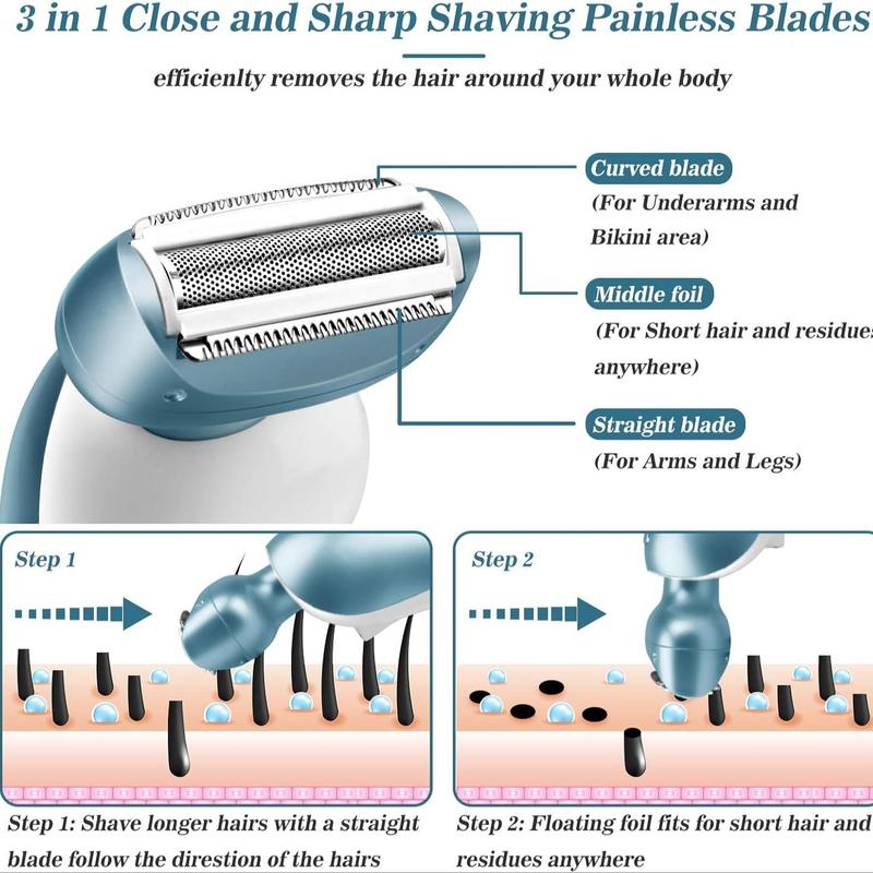 Electric Hair Trimmer, 1 Box Rechargeable Cordless Hair Removal Machine & Accessories, Wet and Dry Use Hair Trimmer for Women