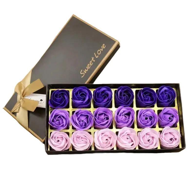 18pcs Set Luxury Body Care Flower Soap Box for Skin Care, Body Wash and Cleanser, Comfort Cleansing, Skin Repair Perfect christmas Gift glow soap love