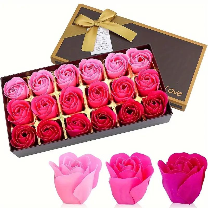 18pcs Set Luxury Body Care Flower Soap Box for Skin Care, Body Wash and Cleanser, Comfort Cleansing, Skin Repair Perfect christmas Gift glow soap love