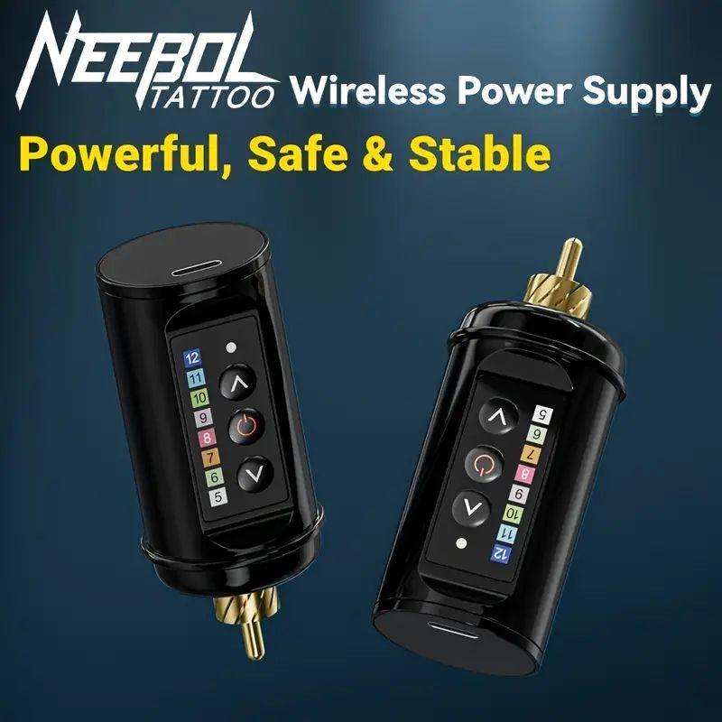 Neebol Cordless Tattoo Pen Kit, Tattoo Power Supply, Rotating Tattoo Pen Kit, 1400mAh Large Battery, Digital Screen Display, 10 Cartridge Needles, Practice Skin, Ink, Suitable for Beginners