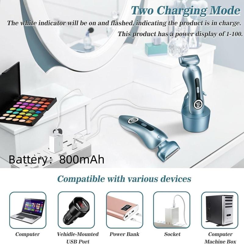 Electric Hair Trimmer, 1 Box Rechargeable Cordless Hair Removal Machine & Accessories, Wet and Dry Use Hair Trimmer for Women