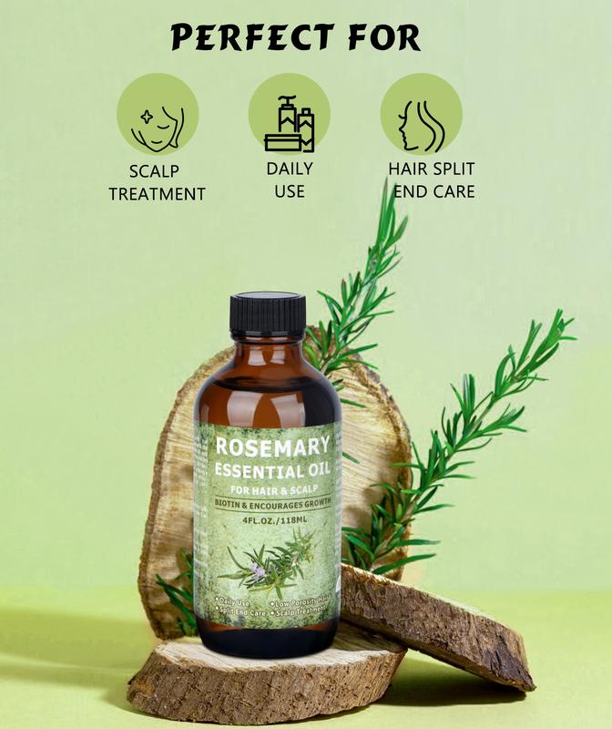 Rosemary Oil for Hair 4.0oz with Jamaican Black Castor Oil and Jojoba Oil - Nourishing for Dry, Damaged Hair, Split Ends,