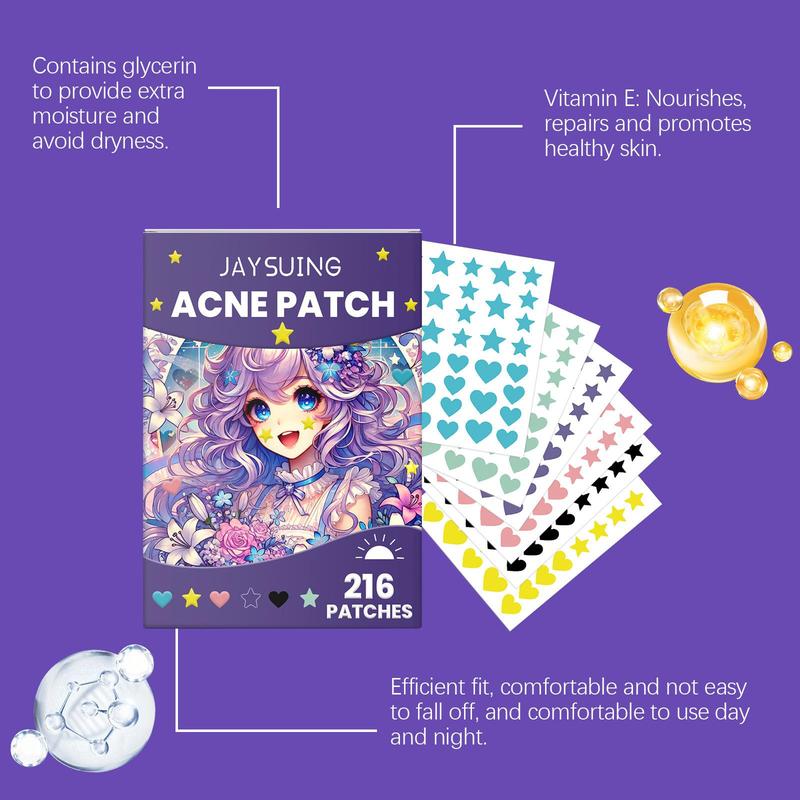Acne Patch, 1 Box Star & Heart Pattern Facial Skin Care Sticker, Facial Flaw Patch, Facial Skin Care Tool for Women & Girls