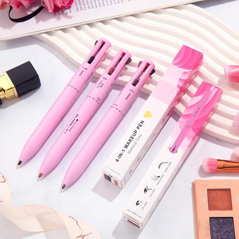 Multi-effect 4-in-1 Makeup Pen, Eyeliner, Contour Pen, Lip Liner, Brows Pen, Makeup Pen Color Lipstick, Portable, Multi-functional, Highly Practical, Long-lasting, Waterproof, Makeup Cosmetic