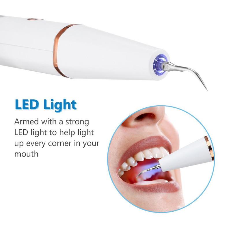 Portable Electric Teeth Cleaner Set, Rechargeable Teeth Polisher with LED Light & 4 Counts Dental Tools, Oral Irrigator for Home & Travel