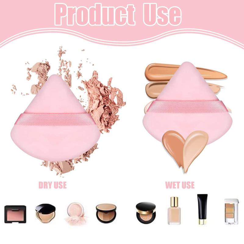 Silicone Triangle Powder Puff Storage Box & Powder Puff Set (2 Counts set), Soft Makeup Sponge Holder & Powder Puff, Cosmetic Tool for Women