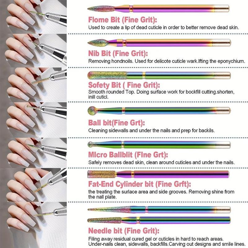 Nail Drill Bit Set, 13pcs set Nail Drill Bit Set for Removing Gel Acrylic Cuticle, Manicure & Pedicure Tools for Home & Salon Use